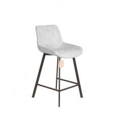 Chaise haute en tissu avec piètement métal noir - coloris gris clair - vue de 3/4 - XENA