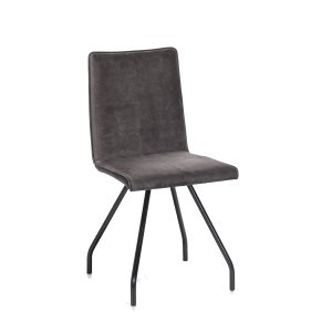 Lot de 2 chaises en velours avec piètement en métal noir - vue de 3/4 - HARRY