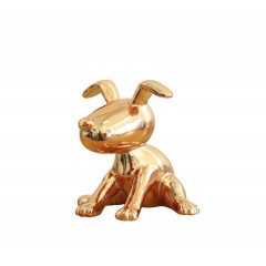 Petit chien assis laqué gold - DOGGY