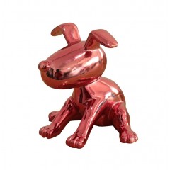 Petit chien assis laqué rouge - DOGGY