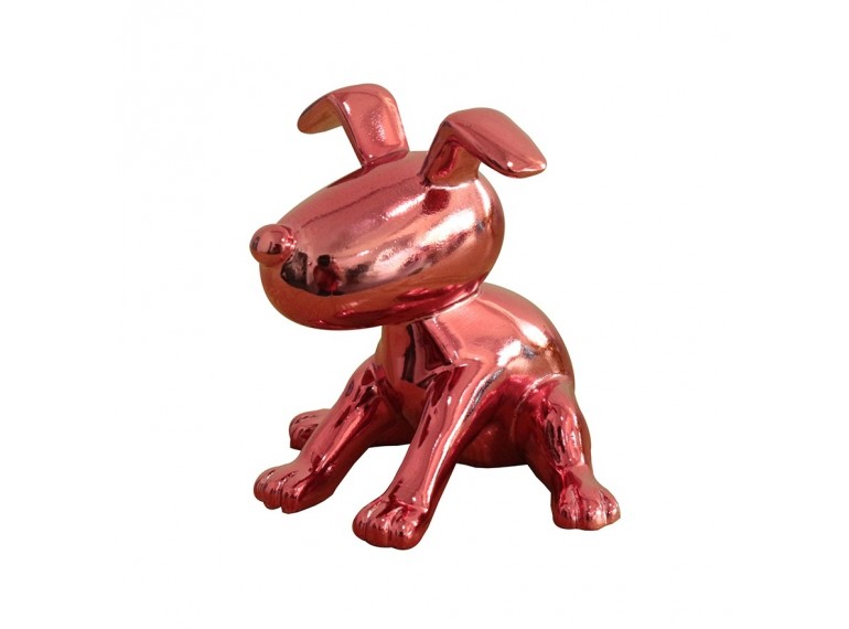Petit chien assis laqué rouge - DOGGY