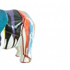 Statuette éléphant multicolore bleu en résine L33 cm - zoom design belles finitions -  ELEPH