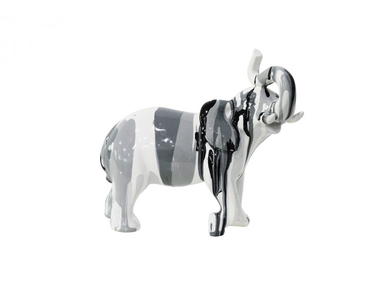 Statue éléphant noir et gris en résine - DUMBO - vue de profil