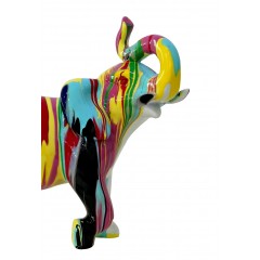 Statue éléphant multicolore en résine zoom avant  - DUMBO POP