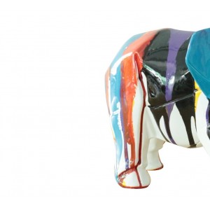 Statuette éléphant multicolore en résine L33 cm - design cubique - peint à la main zoom produit 2 belles finitions - ELEPH 2