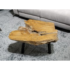 Table Basse en Teck & piétement en métal ambiance - ABSTRACT