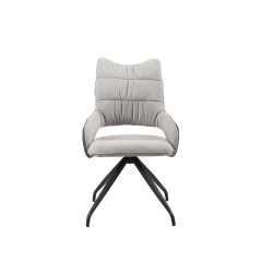 Chaise bi-matière & pieds étoile en métal gris clair - LIVORNO