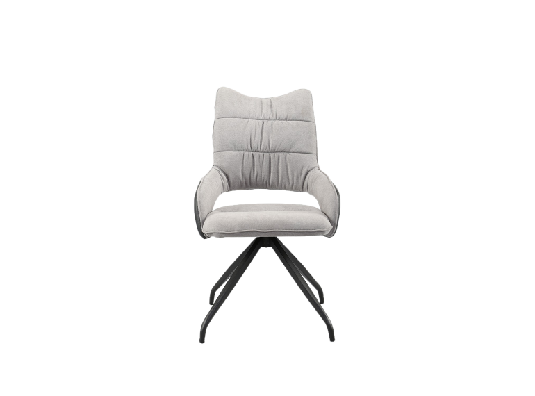 Chaise bi-matière & pieds étoile en métal gris clair - LIVORNO