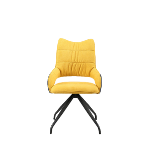 Chaise bi-matière & pieds étoile en métal jaune - LIVORNO