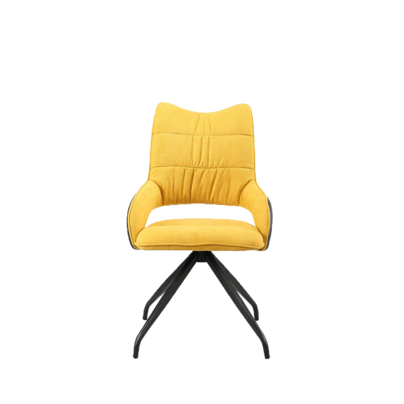 Chaise bi-matière & pieds étoile en métal jaune - LIVORNO