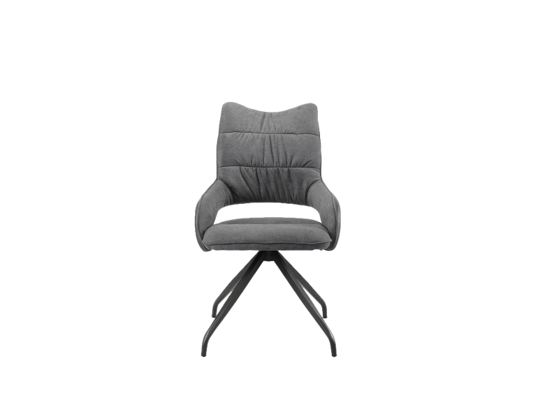 Chaise bi-matière & pieds étoile en métal gris anthracite - LIVORNO