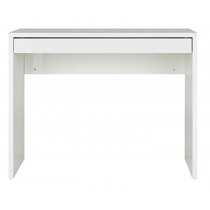 Console bureau avec tiroir 100 cm meuble blanc laqué - SHINE