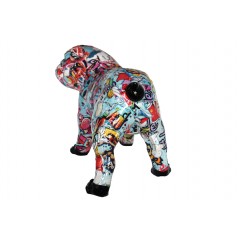Statuette chien patchwork multicolore en résine H. 26cm - GRAFI