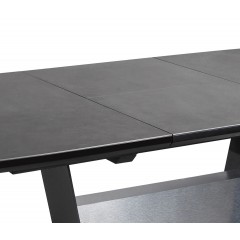 Table de repas rectangulaire extensible 160/210 cm céramique gris piétement métal - zoom allonge dépliée - VALENCIA