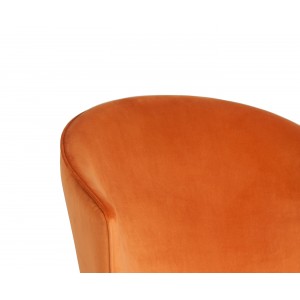 Chaise velours orange piétement métal noir-  zoom produit - velours tout doux agréable au toucher - Lucky