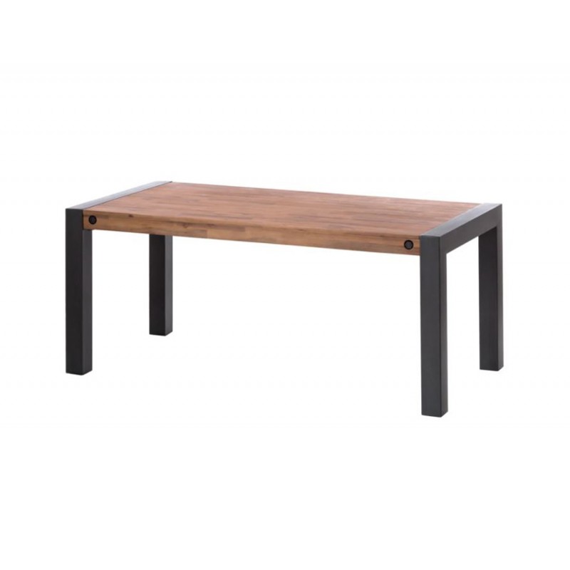Table de repas extensible 200/250X90 cm style industriel en bois massif et métal - ATELIER