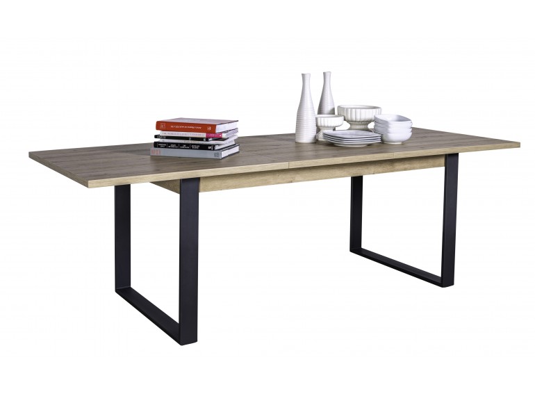 Table extensible 180/240x90 finition bois & métal - vue2 -  VITRUS