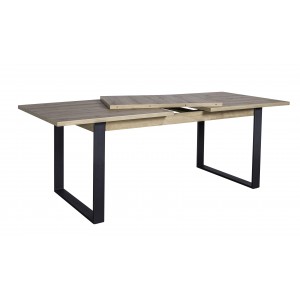 Table extensible 180/240x90 finition bois & métal - allonge sortie - VITRUS