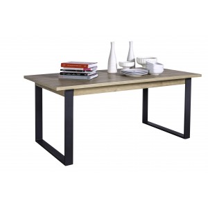 Table extensible 180/240x90 finition bois & métal - vue de biais -  VITRUS
