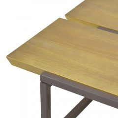 Table basse pin massif métal - zoom bord de table - NORDIK