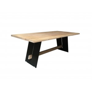Table de repas chêne et métal  - table design style indus - ALADIN