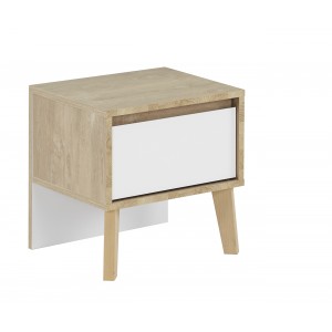 Table de chevet tiroir décor chêne beige - SCANDI
