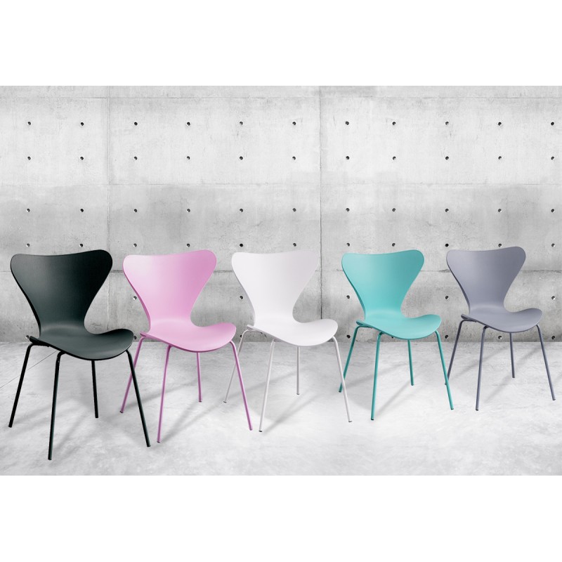 Chaises colorées empilables piétement acier - photo de tous les coloris disponibles - ANZIO
