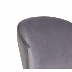 Chaise velours gris piétement métal noir -  zoom produit - velours tout doux agréable au toucher - Lucky
