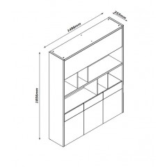 Meuble haut bibliothèque multifonction 4 portes 3 tiroirs - VINKO