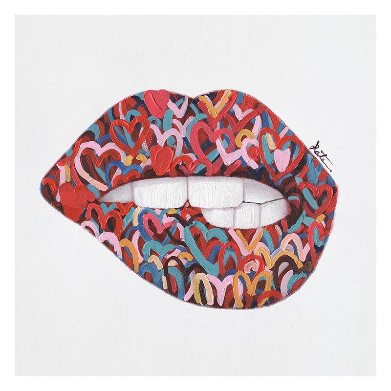Peinture sur toile cadre décoratif lèvres pincées - GLAMY