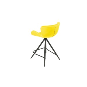 Chaise haute tissu velours jaune et Pieds métal Noir - LILOU