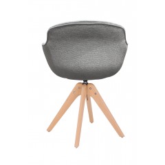 Chaise rotative en tissu gris et pieds bois - UNDER (vue de dos)