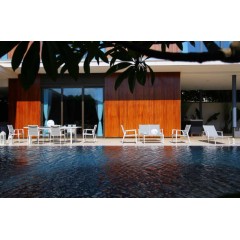 Chaise de jardin pour table de repas en tissu textilène blanc - HAWAI