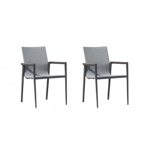 Lot de 2 chaises de jardin en aluminium pour table de repas - ROATAN