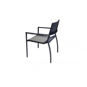 Chaise de jardin en aluminium et textilène noir - OLAND