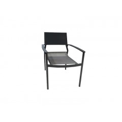 Chaise de jardin en aluminium et textilène noir - OLAND