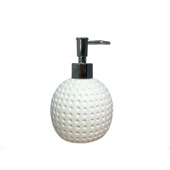 Set 4 accessoires salle de bain aspect rond blanc - JULIA (distributeur de savon)