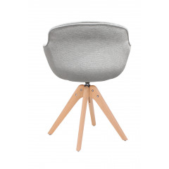 Chaise rotative en tissu gris clair et pieds bois - UNDER (vue de dos)