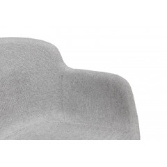 Chaise rotative en tissu gris clair et pieds bois - UNDER (zoom)