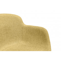 Chaise rotative en tissu jaune et pieds bois - UNDER (zoom dossier)
