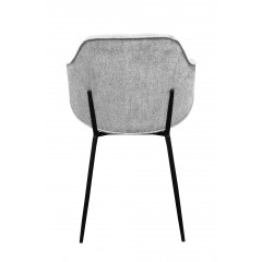 Vue de dos Chaise en tissu chiné avec accoudoirs et pieds métal noir - OLIVER