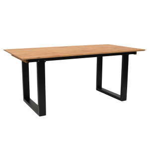 Table extensible en chêne massif et piètement en bois noir - Vue 3/4 - RENNES