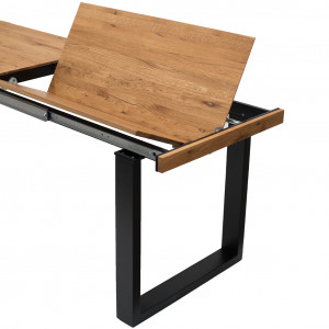 Système papillon - Table extensible en chêne massif et piètement en bois noir - Zoom - RENNES