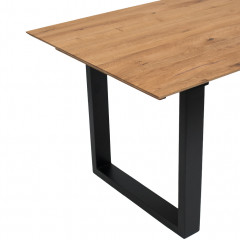 Zoom côté - Table extensible en chêne massif et piètement en bois noir - Zoom - RENNES