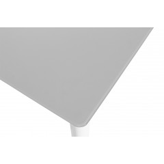 Table de jardin en métal blanc et plateau en verre trempé gris 6 personnes - Zoom - MAGUY 346