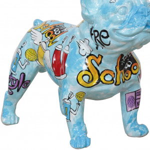 Statue chien bouledogue street art multicolore H41cm - SOHOO