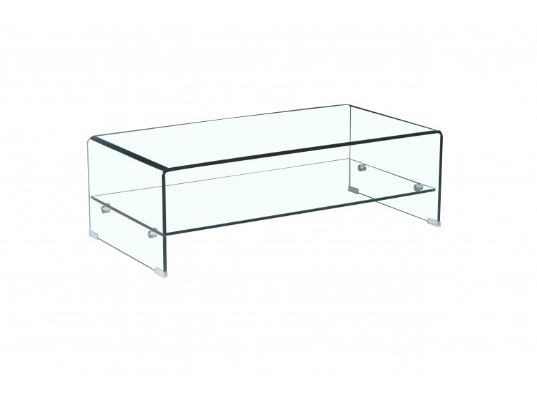 Table basse rectangulaire en verre trempé - vue d'angle - BENT