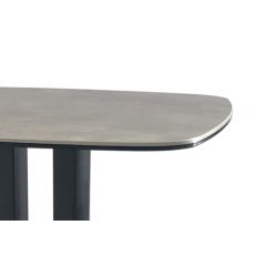 Table haute carré céramique gris et piétement en acier 60cm - zoom plateau - STING