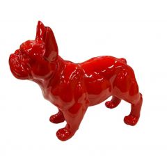 Statuette chien rouge bouledogue - vue de droite - RUDY