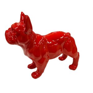 Statuette chien rouge bouledogue - vue de droite - RUDY